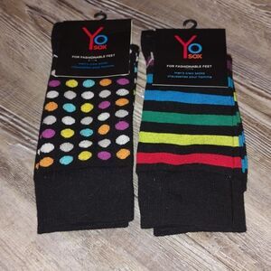 2pr of Yo-Sox men's crew socks for fashionable feet New Sz 7-12